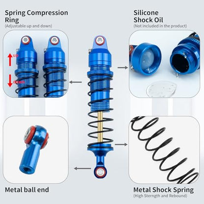 89mm Threaded Damper for Tra-xxas 1:16 Mini Maxx 4WD XRT VXL-3S | Monster Truck Upgrades Blue Aluminum 7075 Alloy Adjustable Spring Shock Absorber - color: Blue