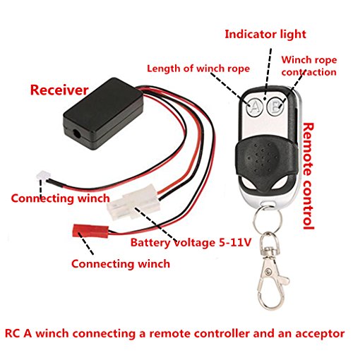 GoolRC Metal Front Bumper Kit with 2 LED Light & Remote Control Electric Winch Replacement for Traxxas TRX-4 SCX10II 90046