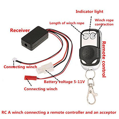 GoolRC Metal Front Bumper Kit with 2 LED Light & Remote Control Electric Winch Replacement for Traxxas TRX-4 SCX10II 90046