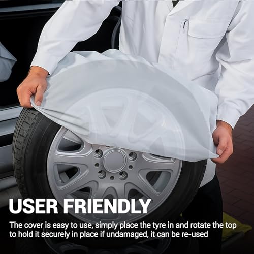 Wuyaoyao 4PCS Tire Covers, 38"×47" Large Spare Tires Cover, HDPE Plastic Tire Bags for Storage & Transport, Waterproof Dustproof Wheel Cover, Universal Tires Storage Bag for Most Vehicles (8 PCS)