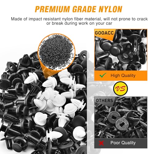 GOOACC 120PCS Car Bumper Push Retainer Clips & Nylon Fasteners Rivet Kit 6mm 7.6mm 8mm 8.8mm 10mm Door Trim Panel Clips, 5PC Fastener Remover - color: 120 Clips + 5 Tools