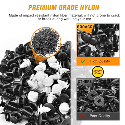 GOOACC 120PCS Car Bumper Push Retainer Clips & Nylon Fasteners Rivet Kit 6mm 7.6mm 8mm 8.8mm 10mm Door Trim Panel Clips, 5PC Fastener Remover - color: 120 Clips + 5 Tools