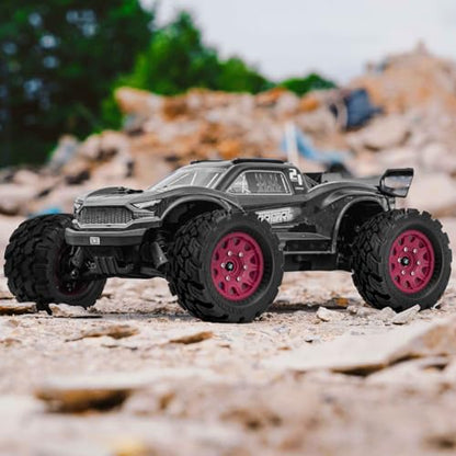 OGRC Wheels and Tires 12mm/14mm Hex RC Truck Tires with Foam Inserts for 1/10 Scale Arrma Granite Axial Losi Redcat Rc4wd RC Monster Truck Buggy (Red) - color: Red