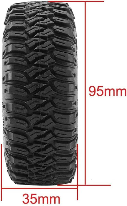 RC Car Tires,WONFAST 4PCS 1.55 inch Mud Wheel Tyre Terrain Crawler Rubber Tires Foam Insert for 1:10 RC Crawler Car for Axial 90069 TF2 D90 CC01 LC70 Tamiya MST JIMNY UTB18(95MM) - color: 95mm