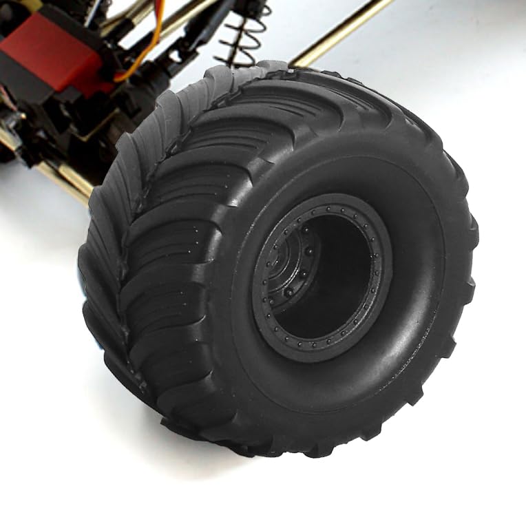 REDSPIDER 1/24 Monster Truck Wheel Rim Tires Set（4pcs） OD:52mm*27mm Hex 7mm for FCX24 SCX24 C10 JLU Deadbolt Gladiator Bronco 1/24 Crawler Car (at)