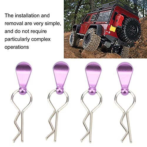 Alomejor 1/10 Body Clips Pull Tabs, RC Car Body Clips Pull Tabs Easy Installation High Strength Metal for 1/8 Remote Control Car (Purple)