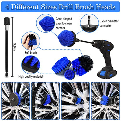 TTRCB 27Pcs Car Detailing Kit, Car Cleaning Kit, Car Detailing Brush Set, Drill Brush Set, Car Detailing Brushes, Car Wash Kit, Car Accessories, Car Cleaning Supplies for Interior, Exterior, Wheels - size: 27PCS-Blue