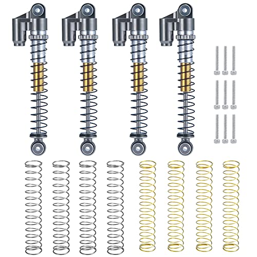 RCLIONS RC Shocks 48mm Adjustable Absorber Damper for 1:24th Axial SCX24 AXI90081 Deadbolt AXI00001 AXI00002 JLU CRC RC Crawler Car Upgrades - color: Titanium