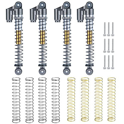 RCLIONS RC Shocks 48mm Adjustable Absorber Damper for 1:24th Axial SCX24 AXI90081 Deadbolt AXI00001 AXI00002 JLU CRC RC Crawler Car Upgrades - color: Titanium