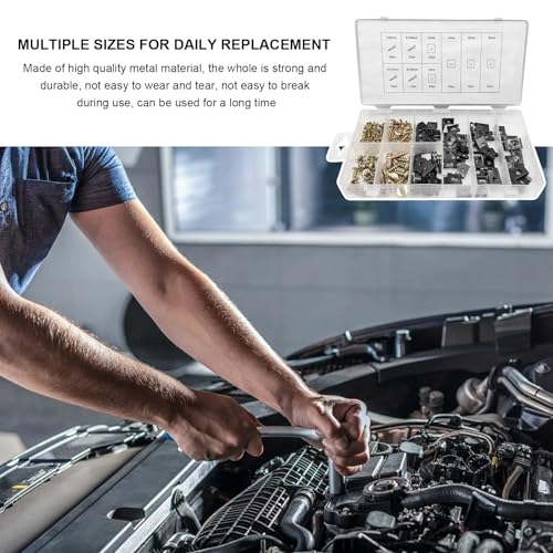 170 PCS Car U Clips with Screw Assortment Kit, 9 Different Sizes Automotive U Nuts with Screws Set, Vehicle U Clip Bolts Replacement Parts for Dash Door Panel Interior