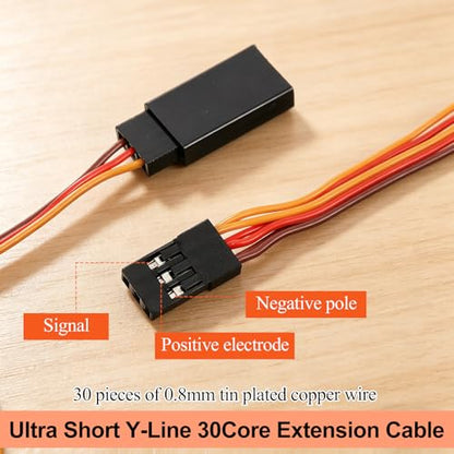 6 Pcs Servo Y Splitter Cable, 1 Male to 2 Female Y Harness Leads, Style Extension Wire for RC Car Airplane Helicopter Drone Boat (7.2cm/2.8in)