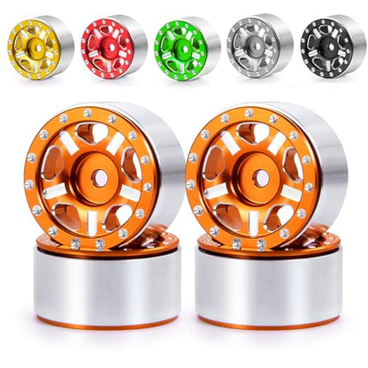 RC-Hub 4Pcs Aluminum Alloy 1.0" Micro Beadlock Wheels for 1/24 Axial SCX24 90081 AXI00001 AXI00002 RC Crawler Car (Orange) - color: Orange