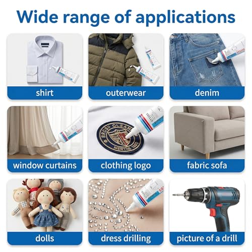 Fabric Glue, Permanent Super-Strength Repair Adhesive: Waterproof, high-Strength, Transparent, Suitable for Repairing Clothing, Denim, Leather, Polyester, Various Fabrics, and applying Patches（2oz）