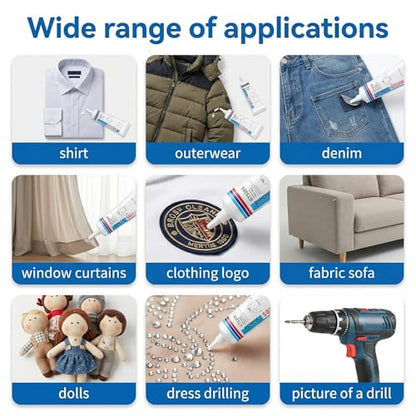 Fabric Glue, Permanent Super-Strength Repair Adhesive: Waterproof, high-Strength, Transparent, Suitable for Repairing Clothing, Denim, Leather, Polyester, Various Fabrics, and applying Patches（2oz）
