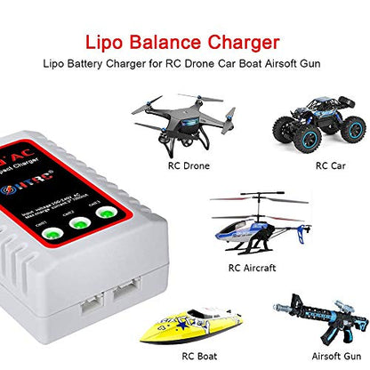 HTRC RC Battery Charger, AC 100-240V Output 20W 1000mA/2000mA 2-8S (2.4-9.6V) NiMH/NiCD Battery Chargers with Standard Tamiya Connector for Drone, RC Car, RC Boat, Airsoft Batteries