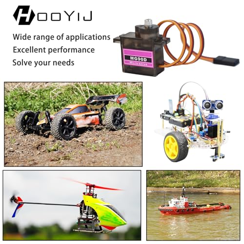 4 Pack MG90D 9g Digital Micro Servo Full Metal Gear 360 Degree Continuous Rotation Mini RC Servos Motor Upgraded SG90 for Arduino RC Smart Car Robot Arm Airplane Boat DIY Project