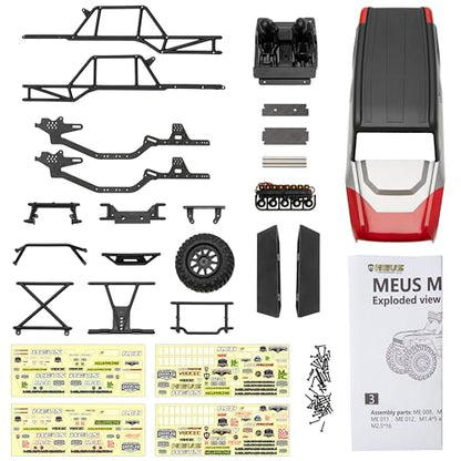 MEUS RACING MB24 SCX24 Body 5.2in 132MM Body Shell ABS+Nylon Carbon Fiber Chassis for 1/24 Axial SCX24 Bronco JLU B-17 C10 Toy Vehicles and Accessories (Red) - color: Red
