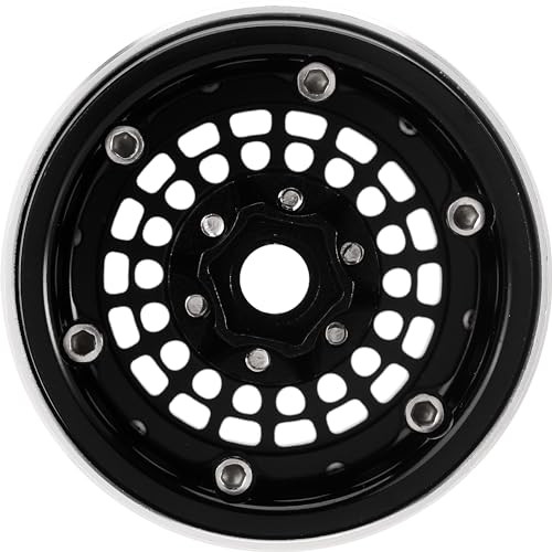 INJORA Turbine 1.9" Aluminum Wheel Offset -10mm for 1/10 RC Crawler（Black - color: Black