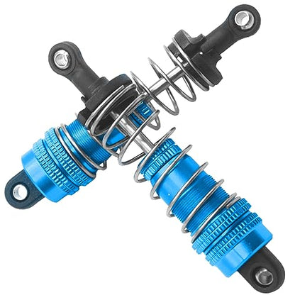 ShareGoo Aluminum Front Rear Swing Arm & Steering Knuckle Kit & Shock Absorbers Compatible with WLtoys 144010 144001 144002 1/14 RC Car (Blue) - color: Blue
