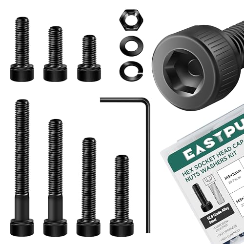 550Pcs M3 Screw Assortment Kit, M3 x 8/10/12/16/20/25/30mm Grade 12.9 Carbon Steel Metric Hex Socket Head Screws Nuts and Flat Washers, Black Machine Screw Assortment Kit for 3D Printing - color: (Black) Hex Socket Head, size: 550Pcs M3-0.5