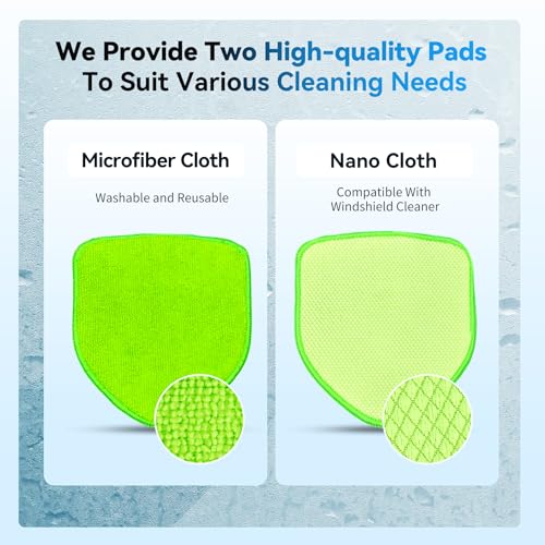 XINDELL Interior Windshield Cleaner Tool, Car Window Cleaning Kit with 4 Reusable Microfiber Pads, Extendable Handle & 360° Rotating Head, Safety Hammer, Streak-Free Auto Glass Wiper for Truck SUV RV - color: Green