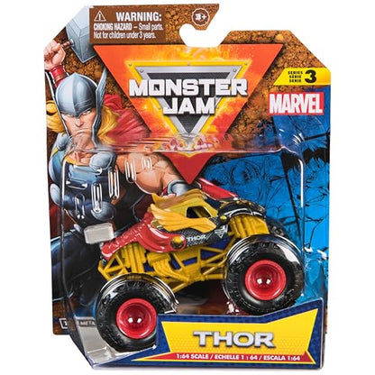 Monster Jam, Marvel Official Thor Monster Truck, Die-Cast Vehicle, 1:64 Scale, Super Hero Kids Toys for Boys Ages 3 and up - color: Thor