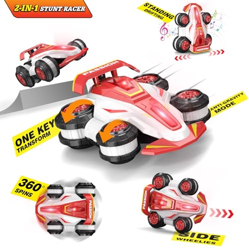 High Speed Drift Remote Control Stunt Deformation Car - color: Flaming Red