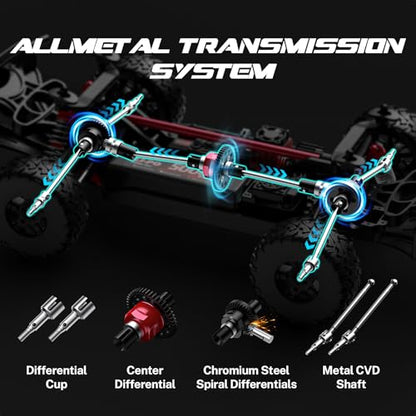 Hosim Fast RC Cars for Adults Brushless 1/10 Scale, MAZEK 4WD Off-Road Electric All Terrain Hobby Monster Truck with 3S 5000mAh Battery & 100A ESC, 4S Ready RC Truck Waterproof Remote Control Car - color: Blue