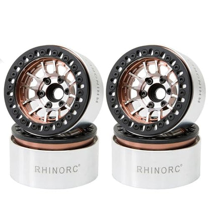 RhinoRC MOZA 1.9 Inch Negative Offset Aluminum Wheel Rim 4PCS Beadlock RC Tires for 1/10 RC Crawler Axial SCX10 RR10 Wraith TRX4 TRX-6 (WH1907) - color: Wh1907