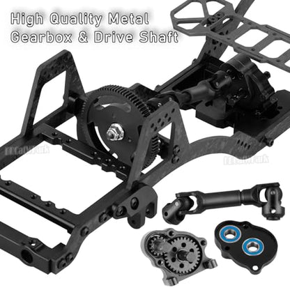 RC Carbon Fiber LCG Chassis Frame Upgrades Part for 1/10 SCX10 SCX10 II Capra 1.9 UTB & Other DIY Builds RC Crawler,Front Mounted Transmission LCG Chassis Kit,Cab Body Mount Brace,Black - color: Black - (Carbon Fiber)