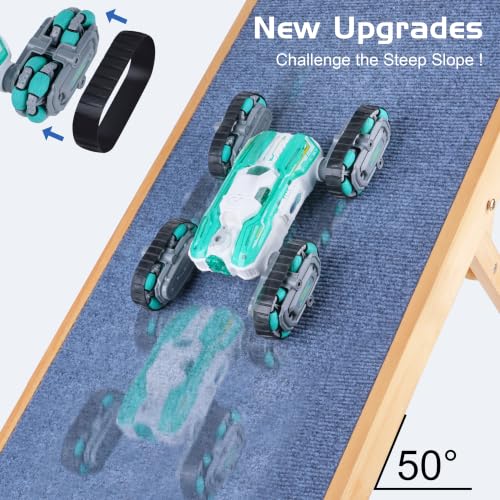 8WD Remote Control Car Toys for Kids, Gesture Sensing RC Stunt Truck | Birthday Gifts, Great for Boys Age 6-12, Cool Toys with Lights Music Spray, Transformable & Durable - color: Sky Blue