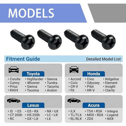 8PCS M6-1.0 x 16mm Car License Plate Screws,Stainless Steel Cars License Plate Bolts Screws as Replacement Parts,Pan Head Cars Licence Plates Screw Set Car Accessories (M6-1.0 * 16mm) - color: M6-1.0*16mm