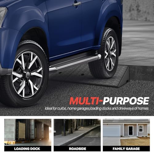 Rubber Curb Ramp 5.9" Rise Height, Sidewalk Curb Ramp for Forklift Truck, Car, SUV, Wheelchair, Bike; Driveway Threshold Bridge Ramp for Warehouse, Garage - size: 5.9" Rise