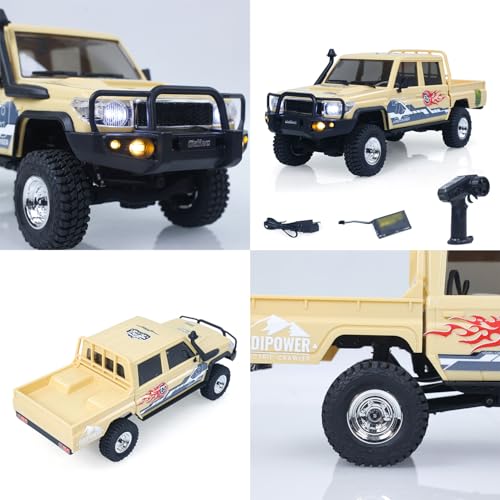 TOUCAN RC HOBBY 1/18 UCX1801PRO Radio Control Crawler RC Off Road Car Pickup Metal Gears ABS Shell Light System Battery RTR No Sounds for Ages 14+ - color: Yellow