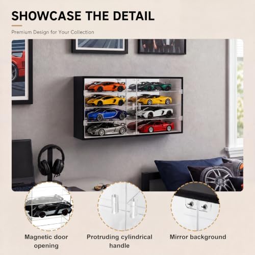 Juexica 1: 24 Clear Acrylic Toy Car Display Case 18 Grids Toy Race Car Display Show Box Diecast Case Wall Mounted Vehicles Shelf for Storage, Christmas Mini Model Figure Lover Gifts - size: 18 Grids