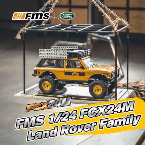 FCX24MS FMS 1/24 RC Crawler, Land Rover Family, 2.4Ghz Off-Road RC Rock Crawler with Lighting Effects and Speed Switch, RC Cars for Adults, Defender 110 - color: Defender 110