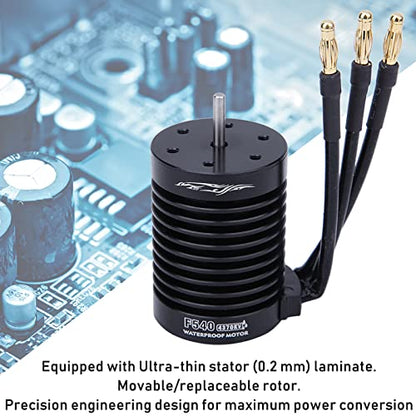 Surpass F540 4370KV Brushless Motor, RC Motor Accessory, 4 Pole Sensorless Motor with CNC Aluminum Heat Sink, 800W 12V 66A for 110/ RC Car Truck