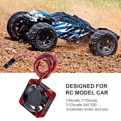 RC Motor Fan 30mm x 30mm Heatsink ESC Cooling Fan for 1/8 1/10 1/12 RC Car 540 550 Brushless Motor (Black-Red) - color: Black-Red