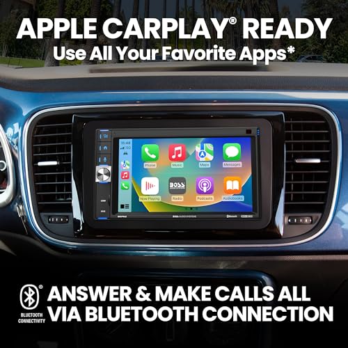 BOSS Audio Systems Car Stereo with Apple CarPlay + Backup Camera + 2 Car Speakers + 4 Channel Amplifier