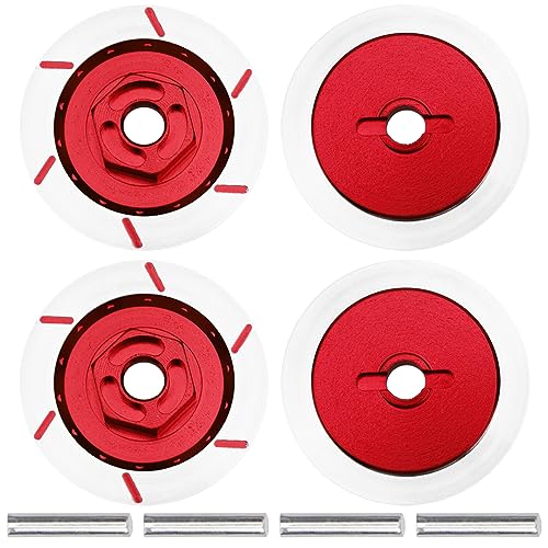 4Pack Vgoohobby Aluminum Alloy RC 12mm Hex Hub Wheel Rim Brake Disc Compatible with HSP HPI Traxxas Tamiya 1/10 On-Road Racing Model Car (Red) - color: Red