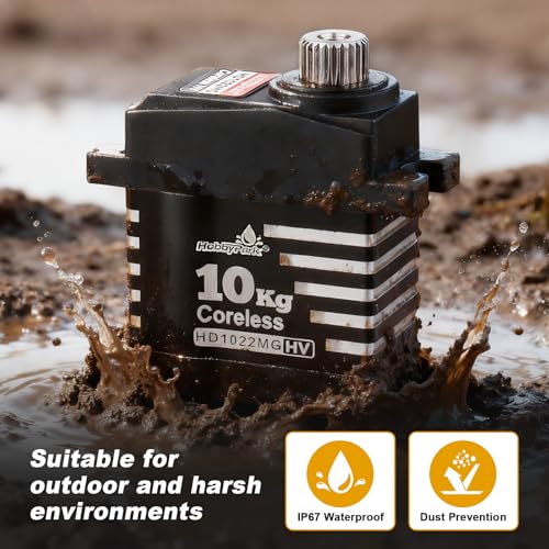 HobbyPark Waterproof 10kg RC Micro Servo High Torque Coreless Motor Metal Gears for 1/18 TRX4M Steering Servo & Sub-Micro Shift Servo TRX4 SCX10 1/10 RC Crawler Car Robot Digital Programmable 180°