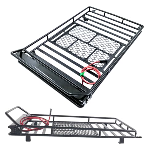Gatuida Universal Car Roof Cargo Carrier Luggage Bracket for 1:10 Rc Crawler Sturdy Luggage Rack Built-in Light - size: 24.80X14.10X2.30CM
