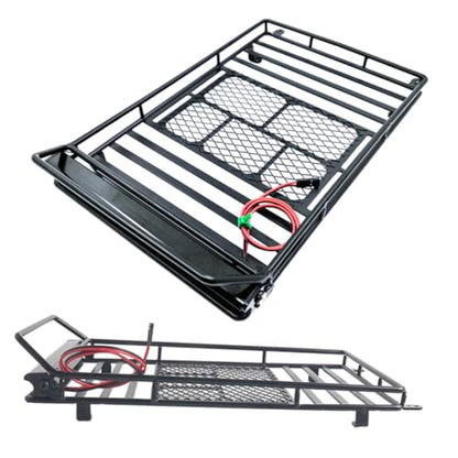 Gatuida Universal Car Roof Cargo Carrier Luggage Bracket for 1:10 Rc Crawler Sturdy Luggage Rack Built-in Light - size: 24.80X14.10X2.30CM