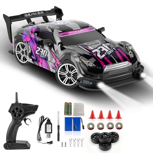 RC Drift Car, 1:16 Scale Drifting RC Cars 2.4GHz 4WD 40km/h | RC Race Car, High-Speed Remote Control Drift Car Vehicle, Racing Sport Toy Gift for Boys Girls Kids(Purple) - color: Purple