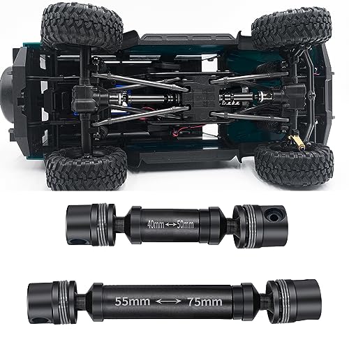 RCHUBAM 2pcs Front Rear Center Driveshaft for 1/18 TRX4M RC Upgrade Parts | 1144 Steel 40-50mm and 55-75mm Drive Shaft - color: Black