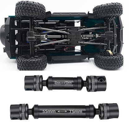 RCHUBAM 2pcs Front Rear Center Driveshaft for 1/18 TRX4M RC Upgrade Parts | 1144 Steel 40-50mm and 55-75mm Drive Shaft - color: Black