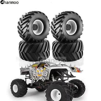 1/8 RC Monster Truck Tires and 17mm Hex Wheels Rims Rubber Buggy Tyres for 1:8 Scale Off Road Truck Car Kaiju Tmaxx E-Revo 3.3 Arrma Kraton 6S Typhon 3S Traxxas Maxx HPI Redcat 4PCS (White) - color: White
