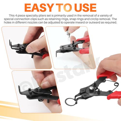 312Pcs 4 in 1 Snap Ring Pliers with M1.5-M10 Black E-Clip Circlip Retaining Rings Assortment Kit and M4-M28 C-Clip External Snap Rings Assortment Kit with Tweezers