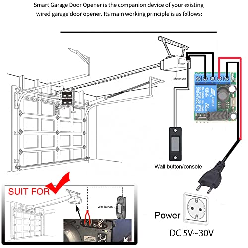 DieseRC Wireless Remote Control Switch 433Mhz 5V 12V 24V 1 Channel Radio Control Relay Receiver with 1 Transmitter Keyfobs Potential-Free Contacts Relay Controller - color: 1 Recever and 1 Transmitter