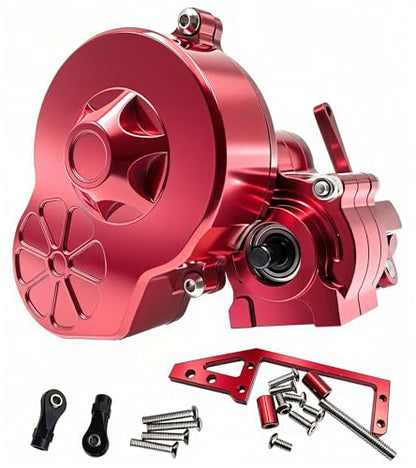 Metal Complete Gearbox Transmission Upgrade for Axial SCX10 AX10 Wraith 1/10 RC Crawler Car Truck(Red)